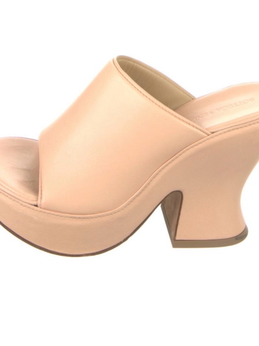 Bottega Veneta Wedge macaroon blush Pink Platform Mule Heels 37.5